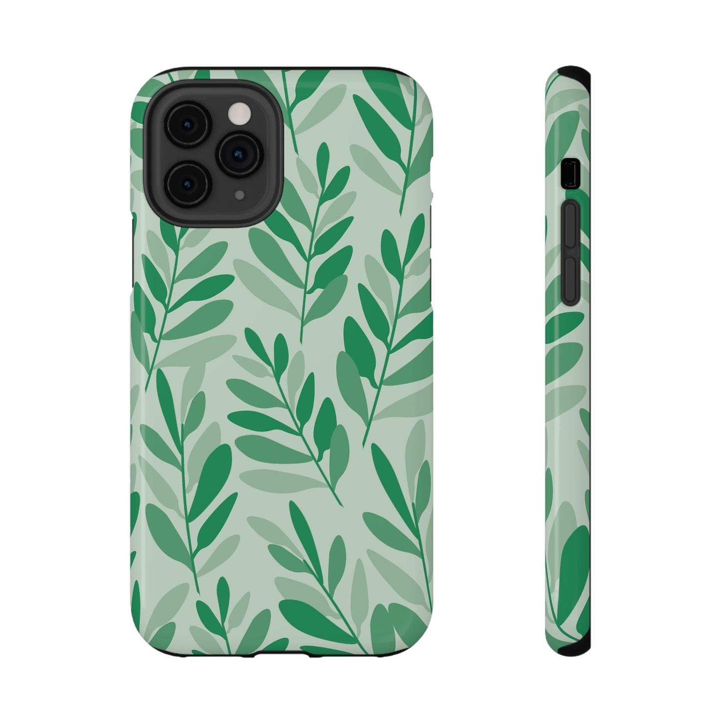 Green Leaf Pattern Phone Case – MagSafe Compatible for iPhone & Samsung Galaxy