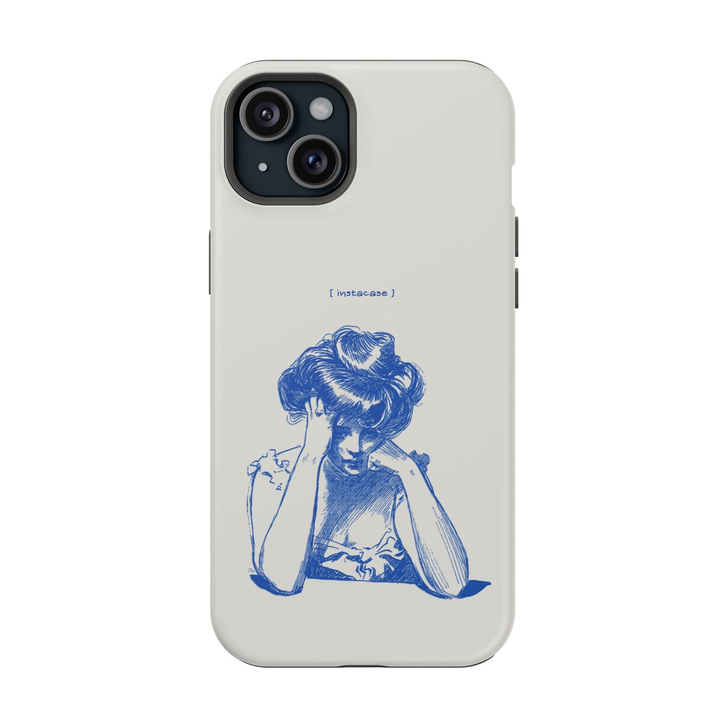 Melancholy Muse Line Art Phone Case – MagSafe Compatible for iPhone & Samsung Galaxy