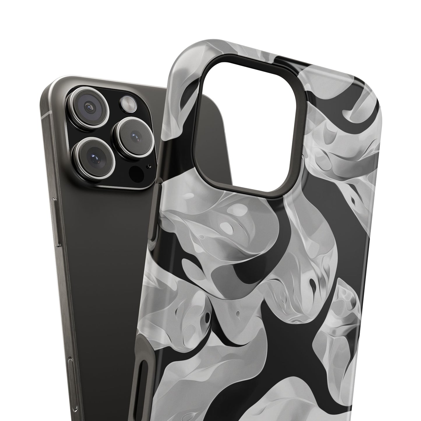 Abstract Monochrome Swirl Phone Case – MagSafe Compatible for iPhone & Samsung Galaxy