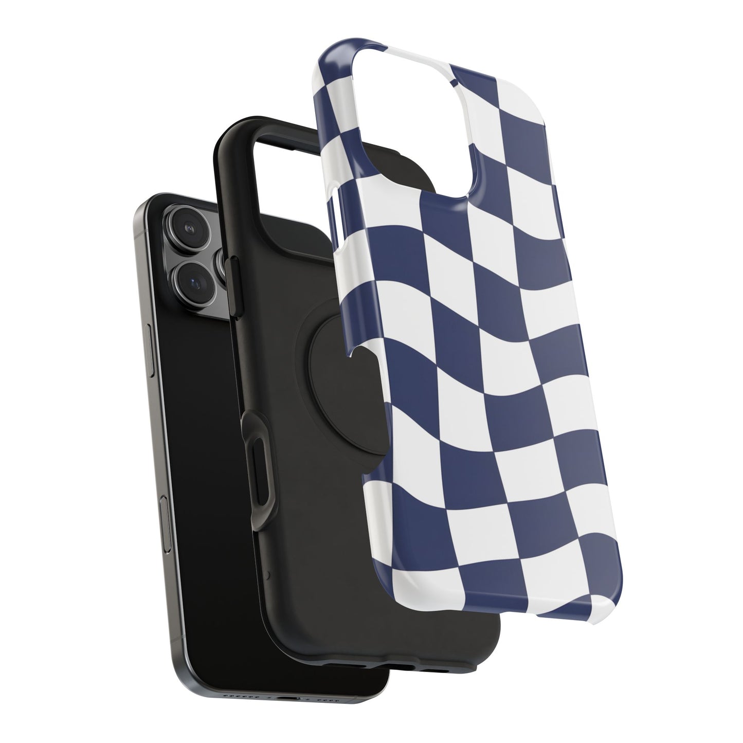 Wavy Checkerboard Phone Case – MagSafe Compatible for iPhone & Samsung Galaxy