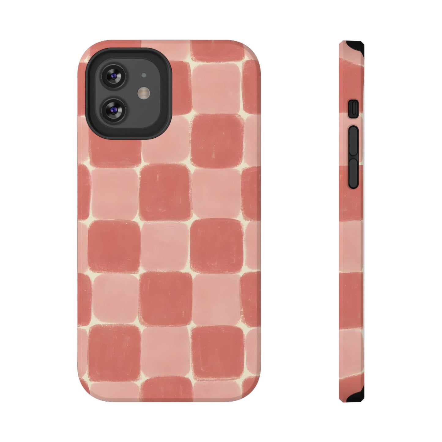 Blush Pink Checkerboard Phone Case – MagSafe Compatible for iPhone & Samsung Galaxy