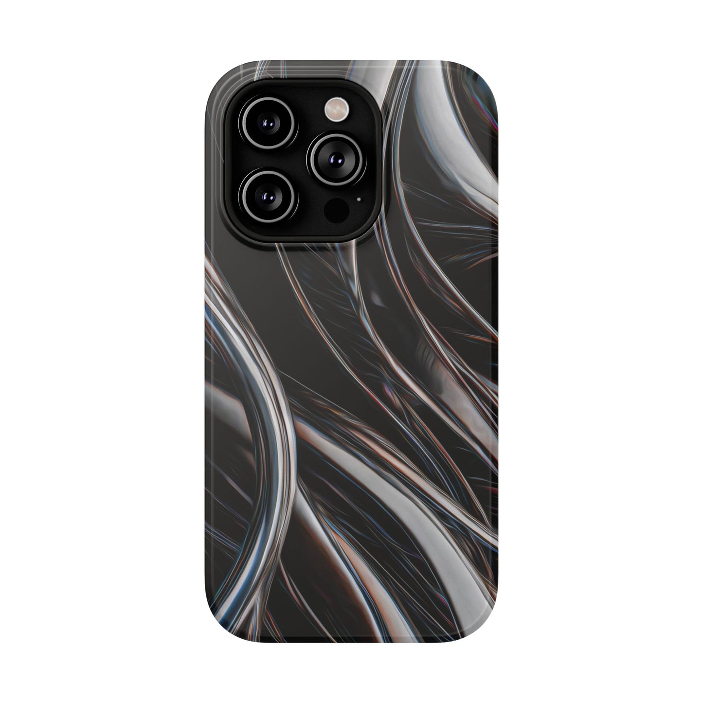 Black Metallic Streaks Phone Case – MagSafe Compatible for iPhone & Samsung Galaxy