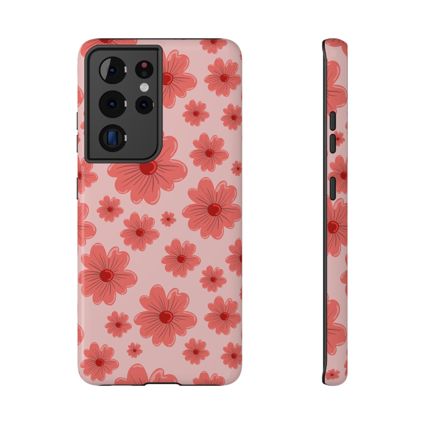 Blush Red Floral Phone Case – MagSafe Compatible for iPhone & Samsung Galaxy
