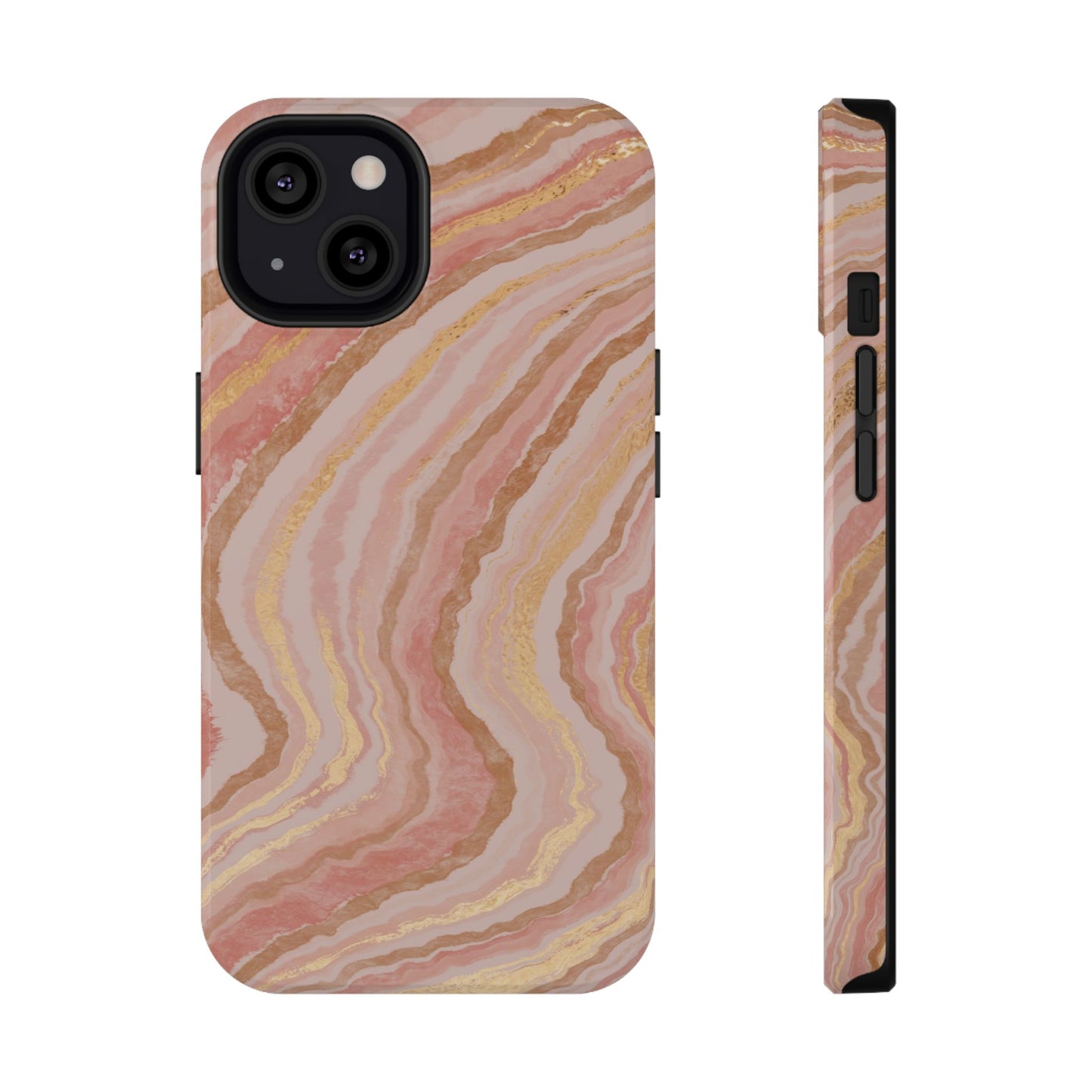 Rose Gold Marble Wave Phone Case – MagSafe Compatible for iPhone & Samsung Galaxy