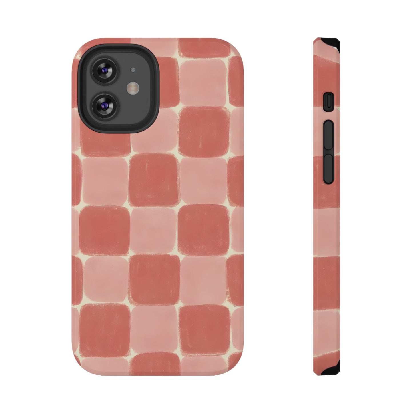Blush Pink Checkerboard Phone Case – MagSafe Compatible for iPhone & Samsung Galaxy