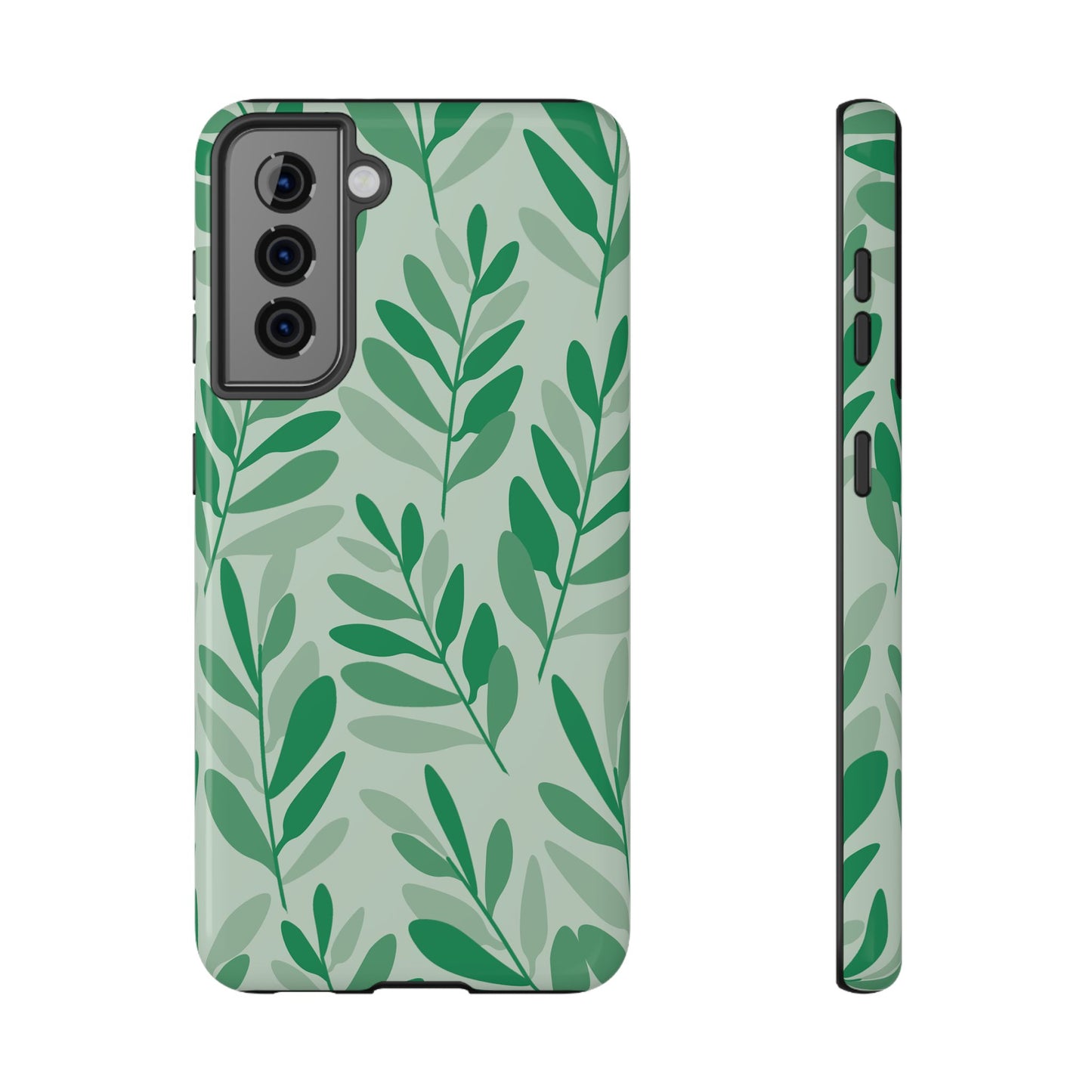 Green Leaf Pattern Phone Case – MagSafe Compatible for iPhone & Samsung Galaxy
