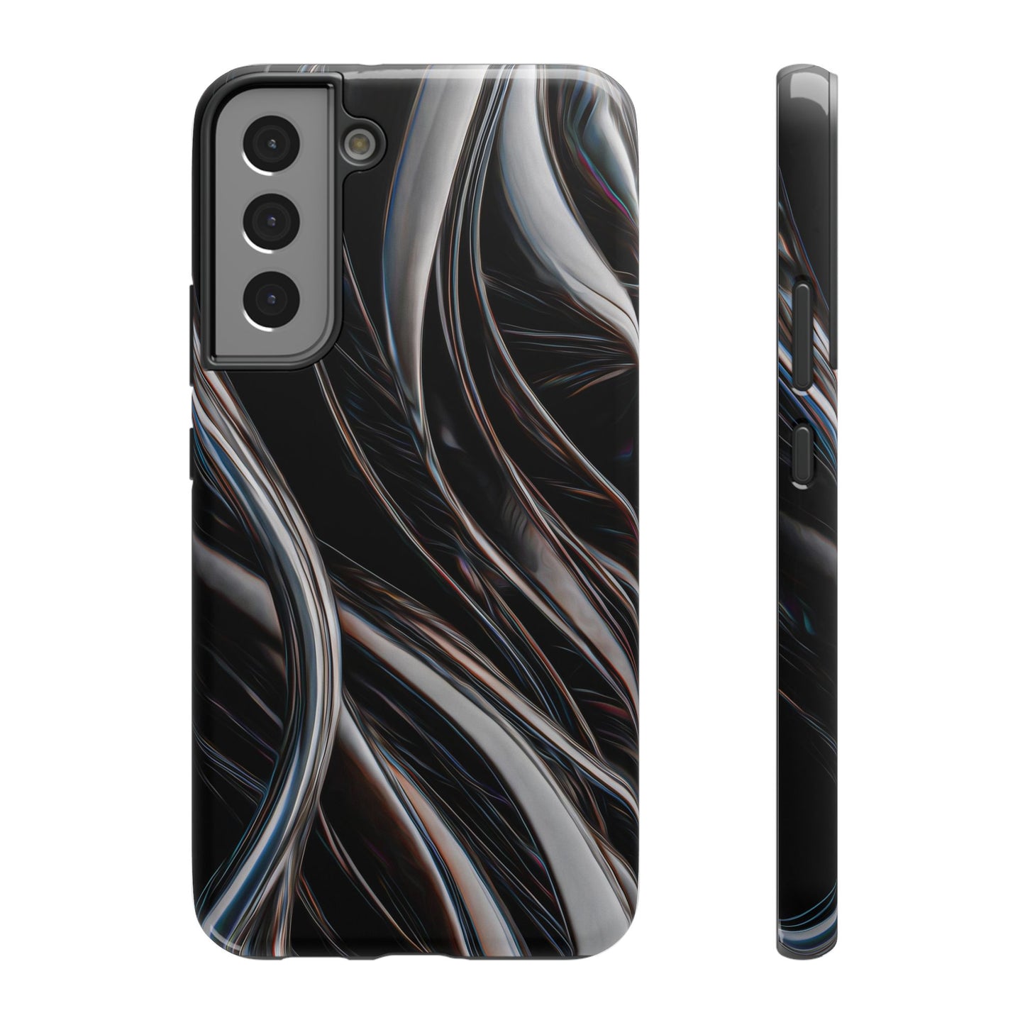 Black Metallic Streaks Phone Case – MagSafe Compatible for iPhone & Samsung Galaxy
