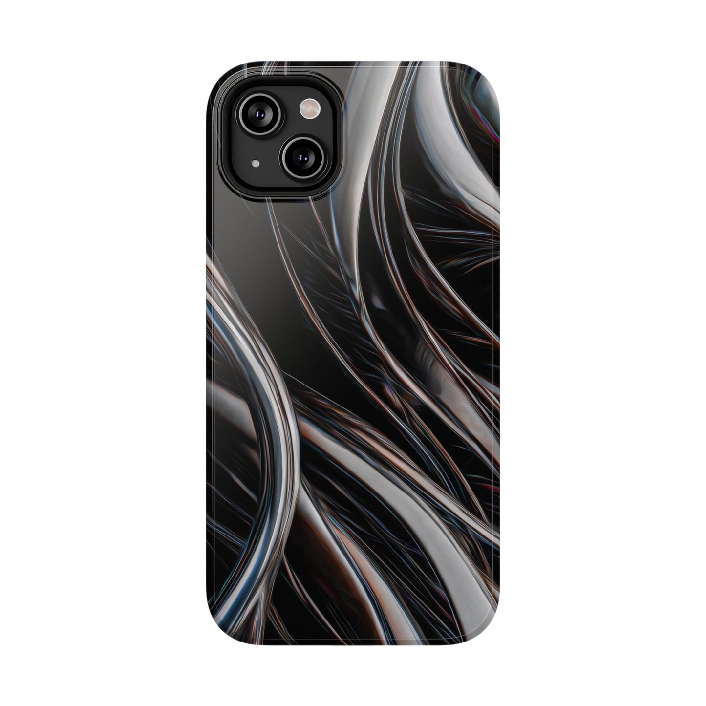 Black Metallic Streaks Phone Case – MagSafe Compatible for iPhone & Samsung Galaxy