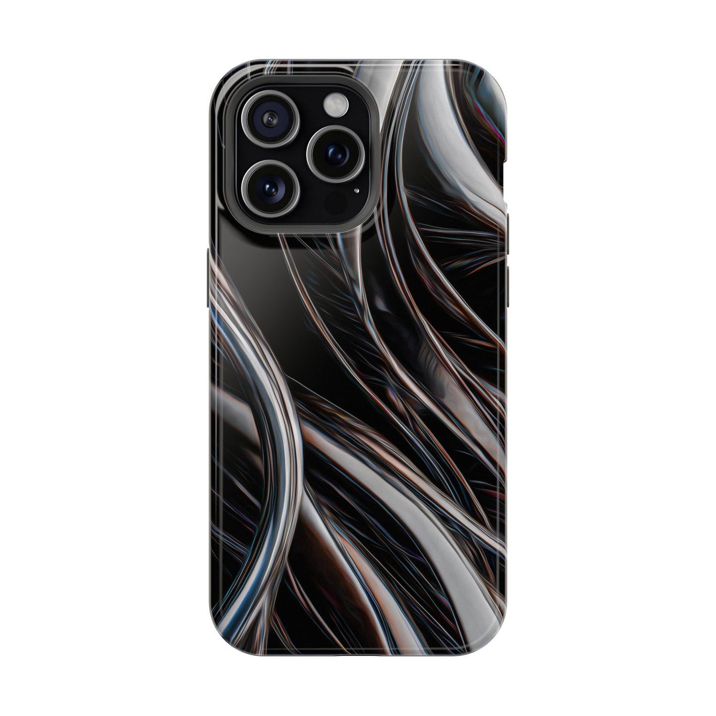 Black Metallic Streaks Phone Case – MagSafe Compatible for iPhone & Samsung Galaxy