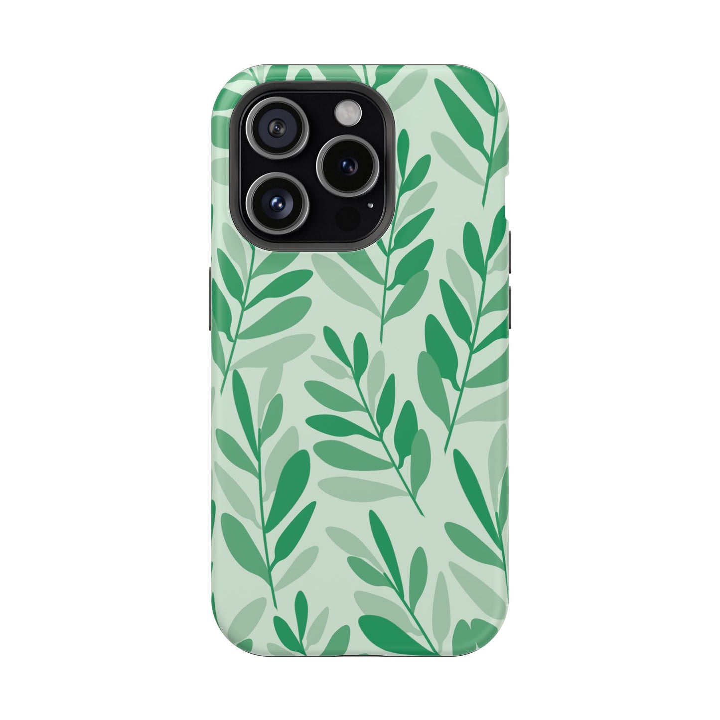 Green Leaf Pattern Phone Case – MagSafe Compatible for iPhone & Samsung Galaxy