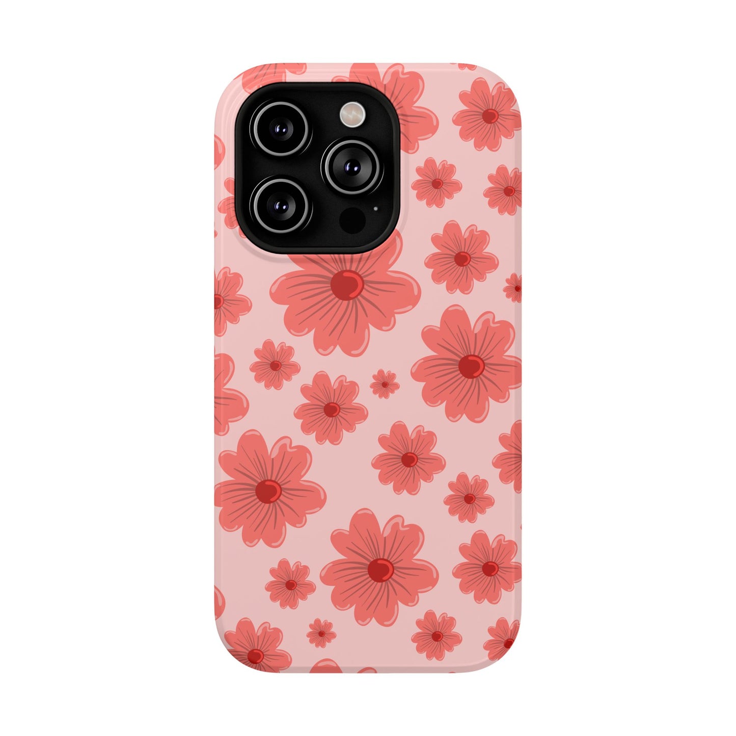 Blush Red Floral Phone Case – MagSafe Compatible for iPhone & Samsung Galaxy