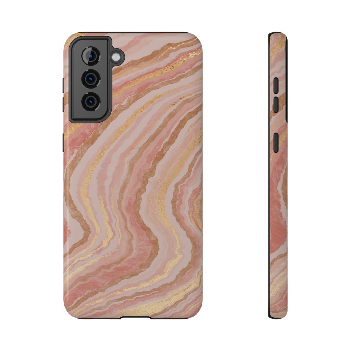 Rose Gold Marble Wave Phone Case – MagSafe Compatible for iPhone & Samsung Galaxy