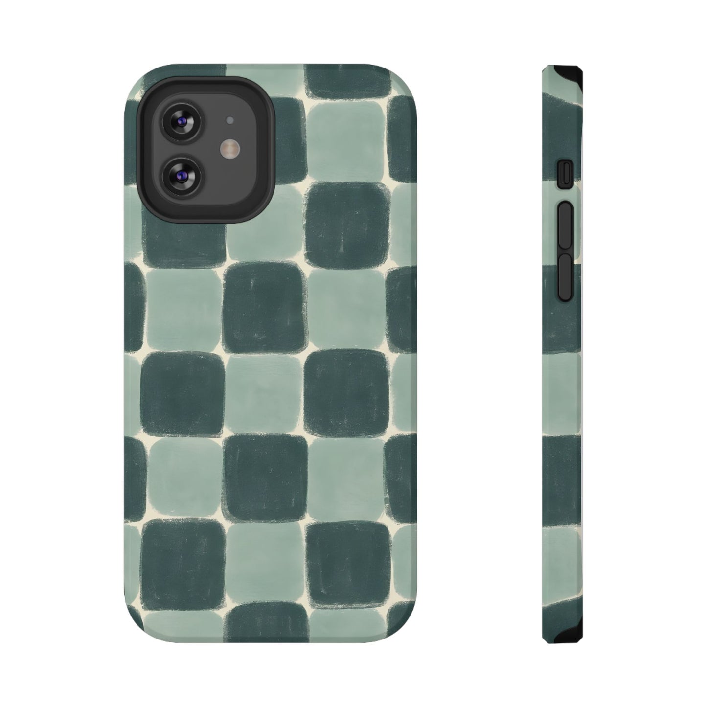 Green Checkerboard Retro Phone Case – MagSafe Compatible for iPhone & Samsung Galaxy