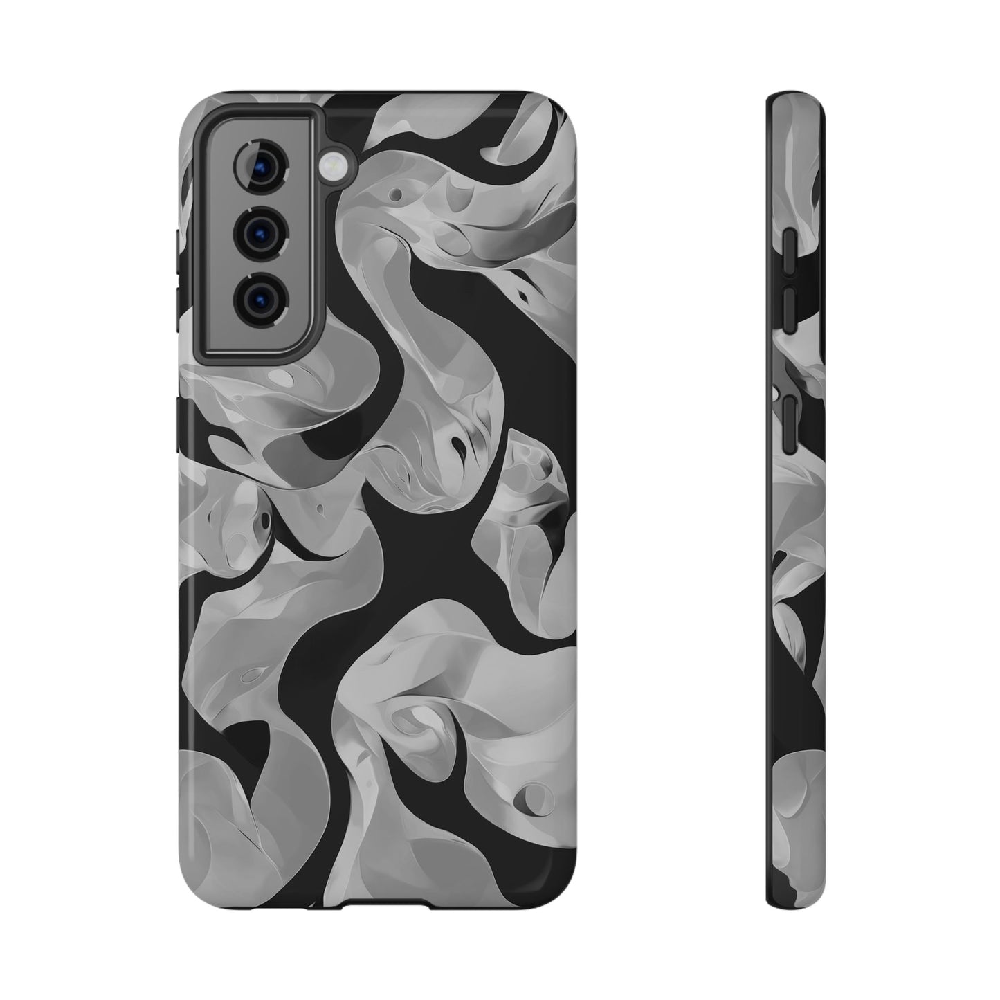 Abstract Monochrome Swirl Phone Case – MagSafe Compatible for iPhone & Samsung Galaxy