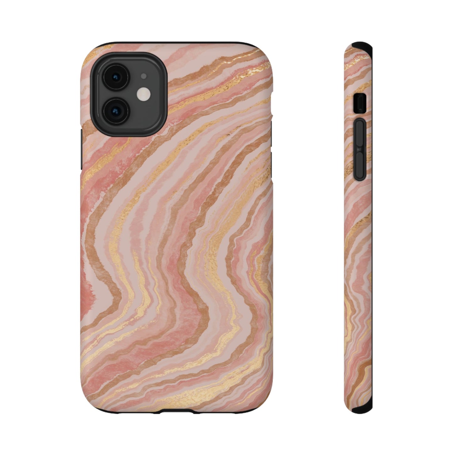 Rose Gold Marble Wave Phone Case – MagSafe Compatible for iPhone & Samsung Galaxy
