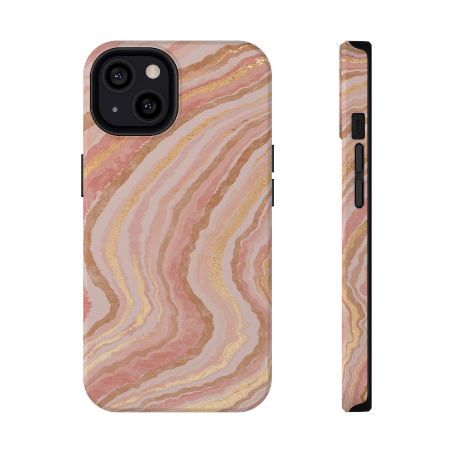 Rose Gold Marble Wave Phone Case – MagSafe Compatible for iPhone & Samsung Galaxy