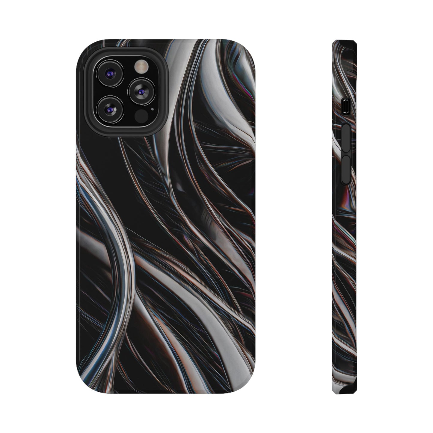 Black Metallic Streaks Phone Case – MagSafe Compatible for iPhone & Samsung Galaxy