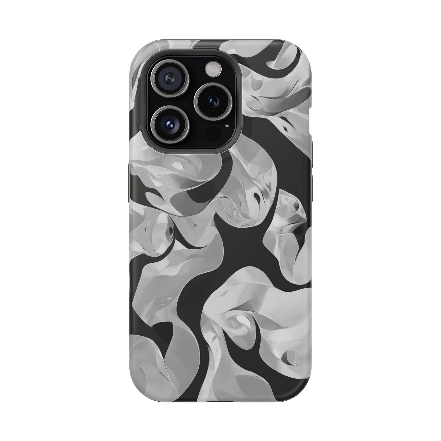 Abstract Monochrome Swirl Phone Case – MagSafe Compatible for iPhone & Samsung Galaxy