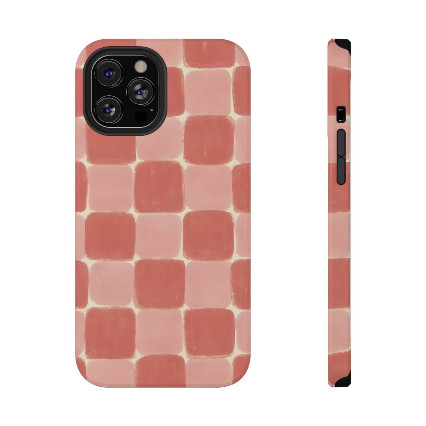 Blush Pink Checkerboard Phone Case – MagSafe Compatible for iPhone & Samsung Galaxy