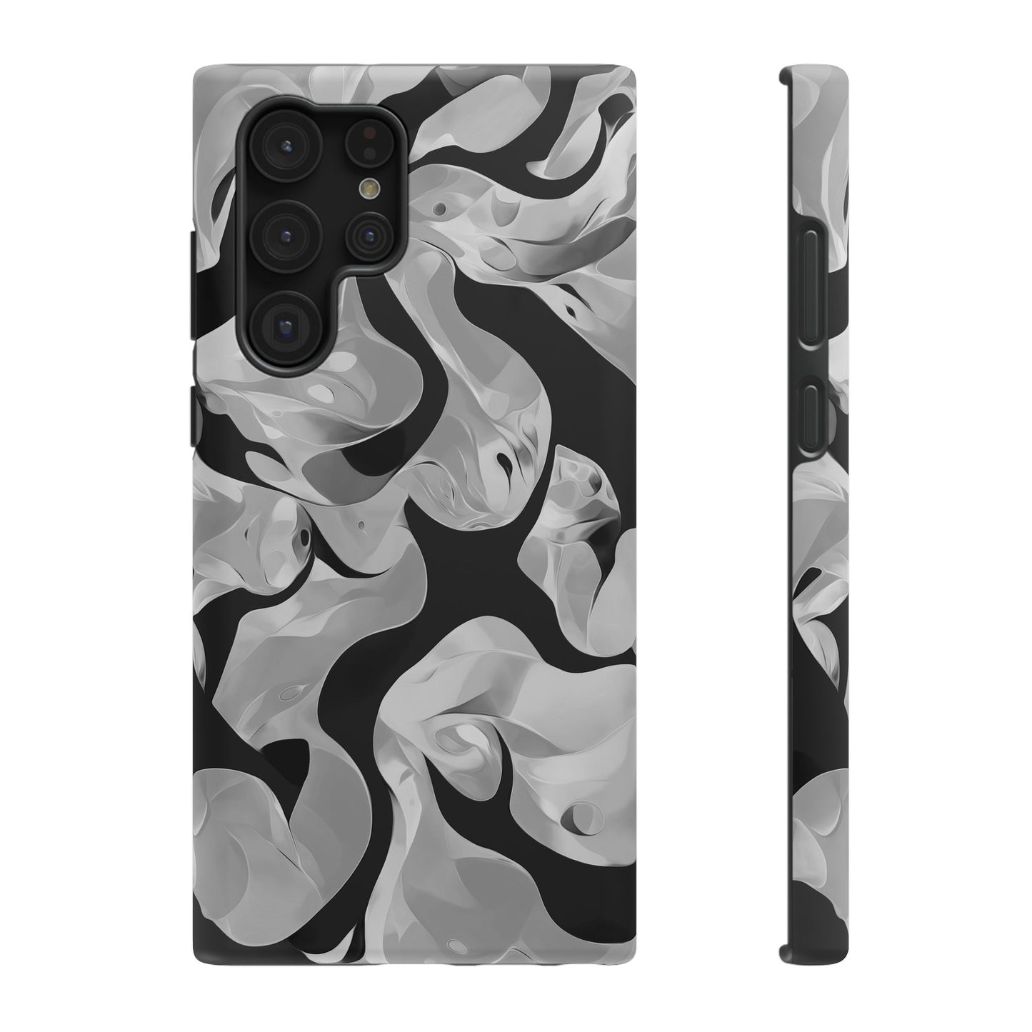 Abstract Monochrome Swirl Phone Case – MagSafe Compatible for iPhone & Samsung Galaxy