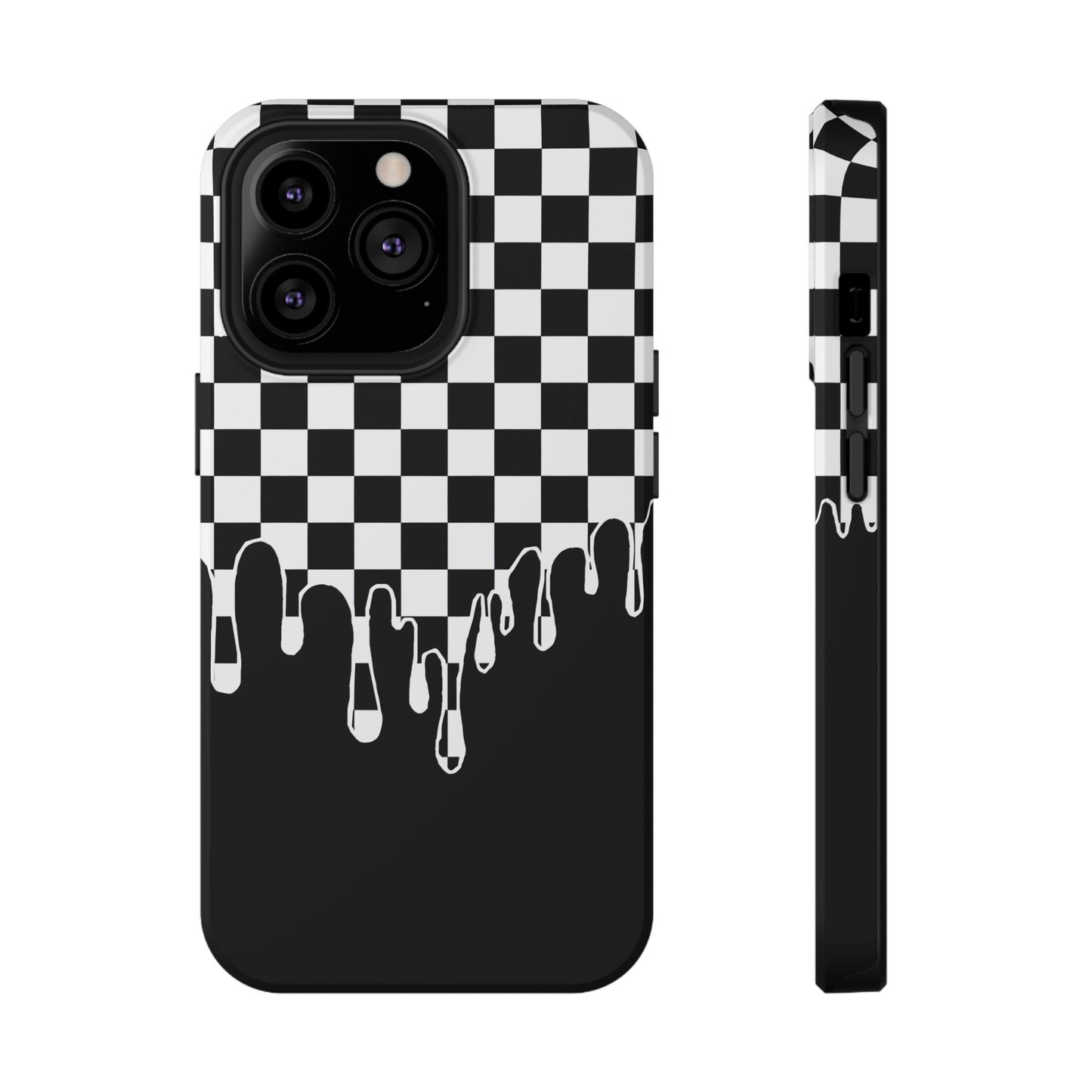 Dripping Checkerboard Phone Case – MagSafe Compatible for iPhone & Samsung Galaxy
