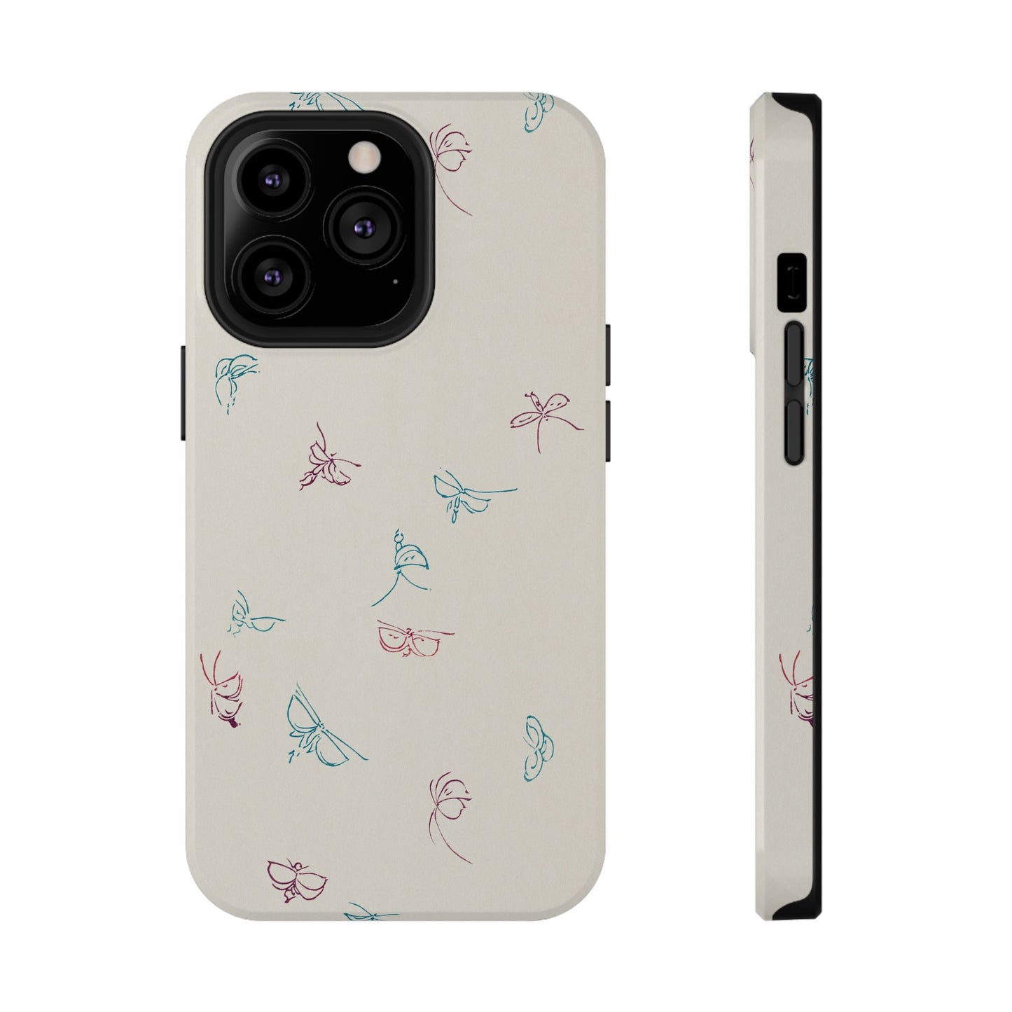Minimalist Butterfly Sketch Phone Case – MagSafe Compatible for iPhone & Samsung Galaxy
