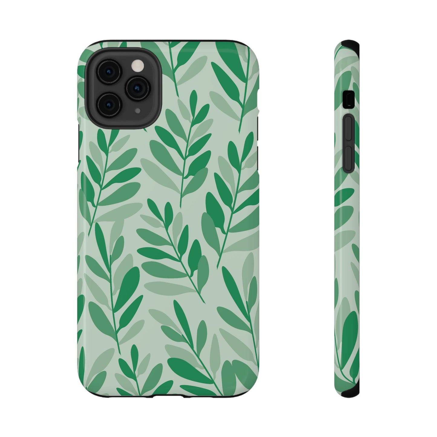 Green Leaf Pattern Phone Case – MagSafe Compatible for iPhone & Samsung Galaxy
