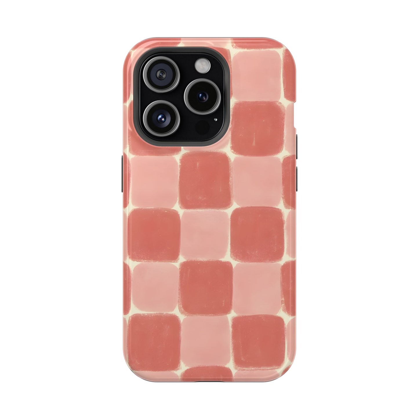 Blush Pink Checkerboard Phone Case – MagSafe Compatible for iPhone & Samsung Galaxy