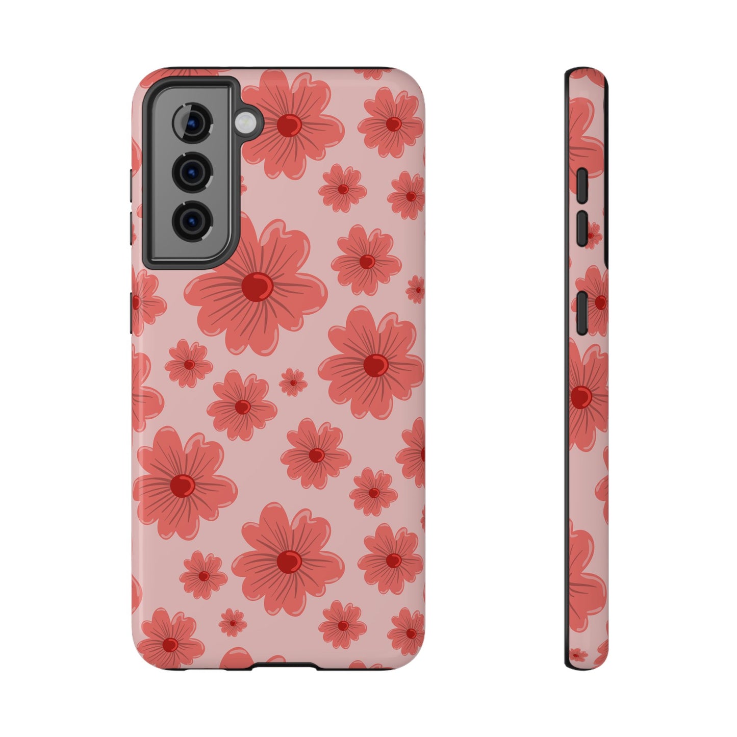 Blush Red Floral Phone Case – MagSafe Compatible for iPhone & Samsung Galaxy
