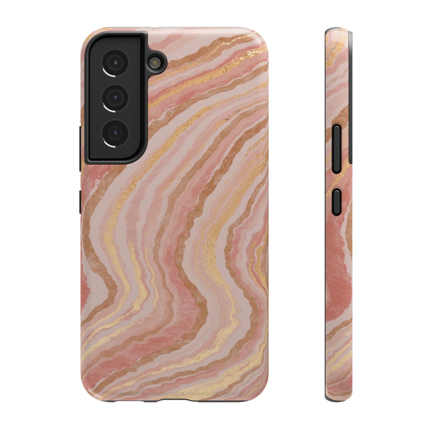 Rose Gold Marble Wave Phone Case – MagSafe Compatible for iPhone & Samsung Galaxy
