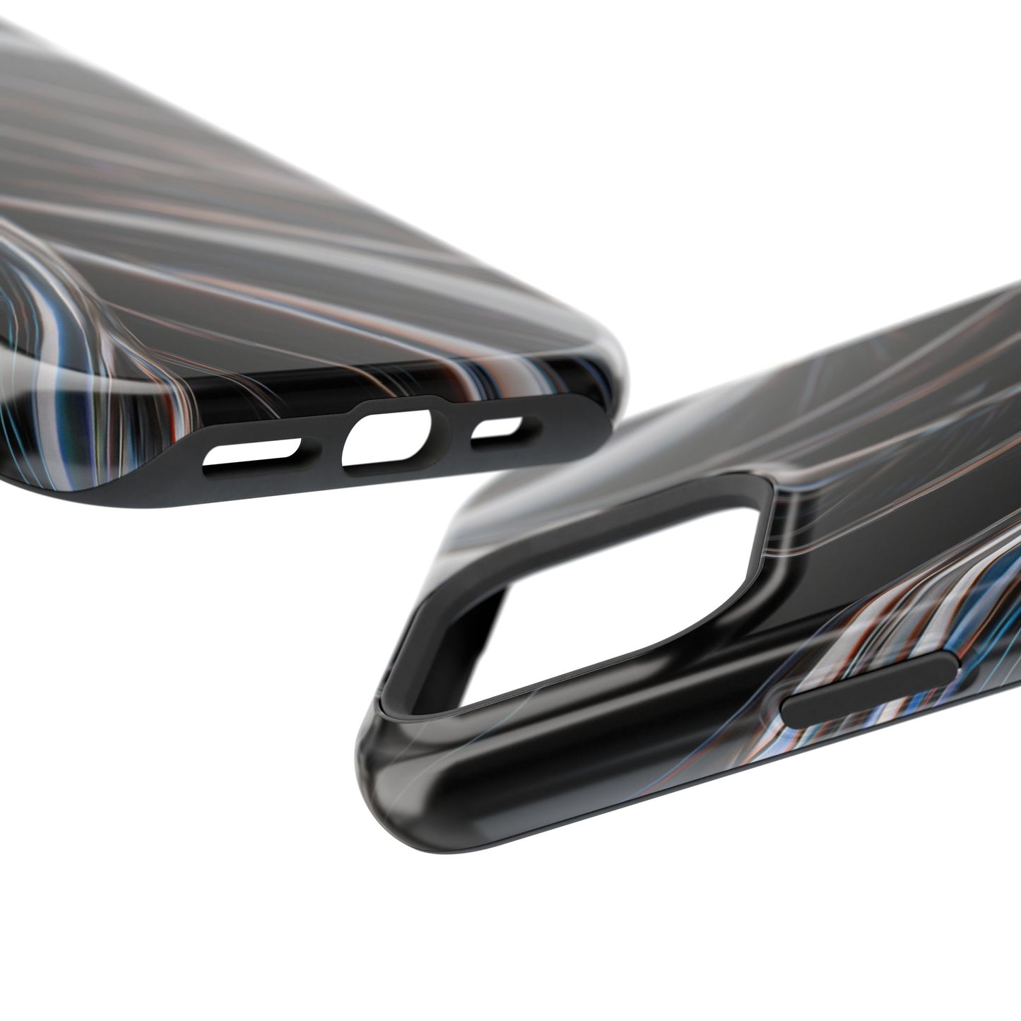 Black Metallic Streaks Phone Case – MagSafe Compatible for iPhone & Samsung Galaxy