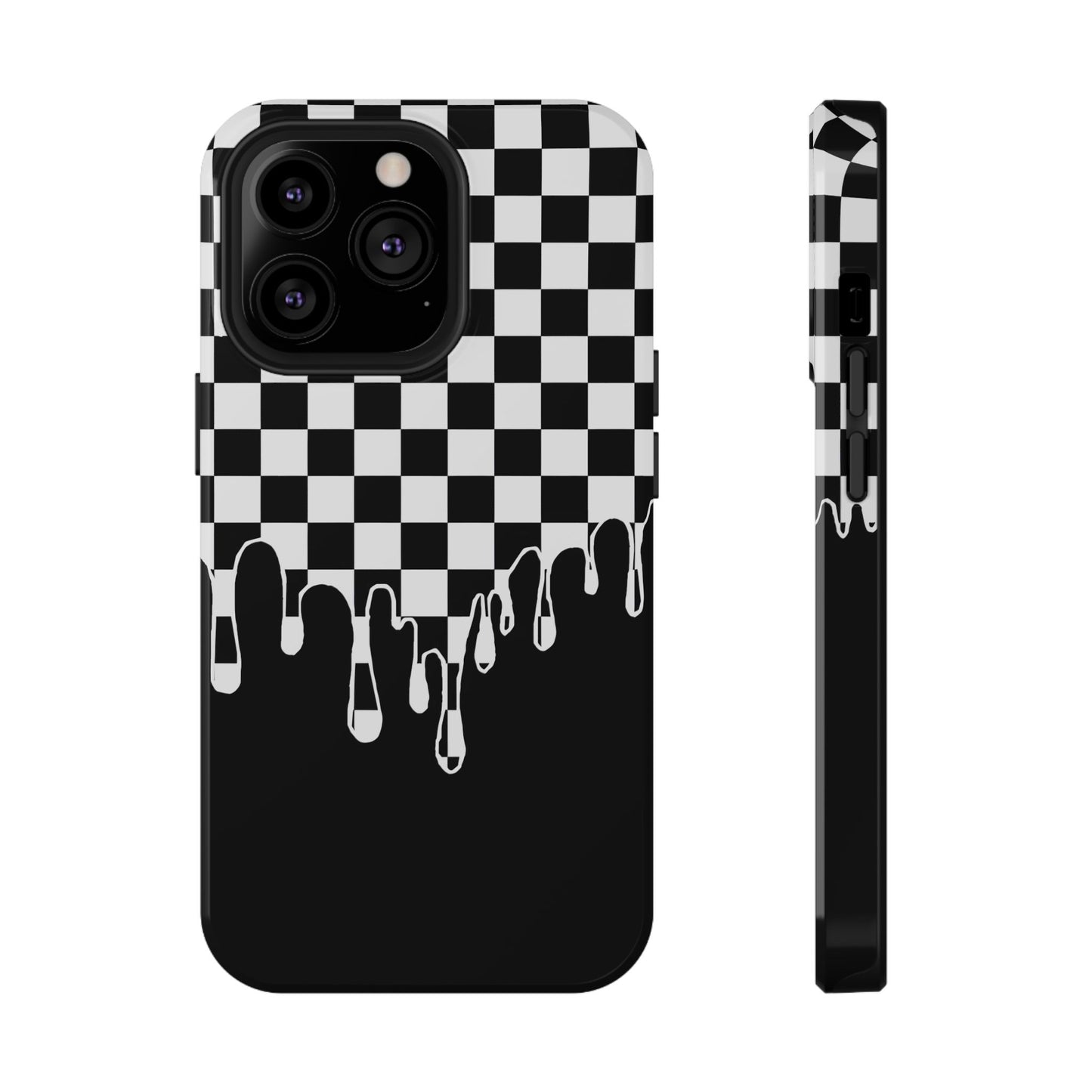 Dripping Checkerboard Phone Case – MagSafe Compatible for iPhone & Samsung Galaxy