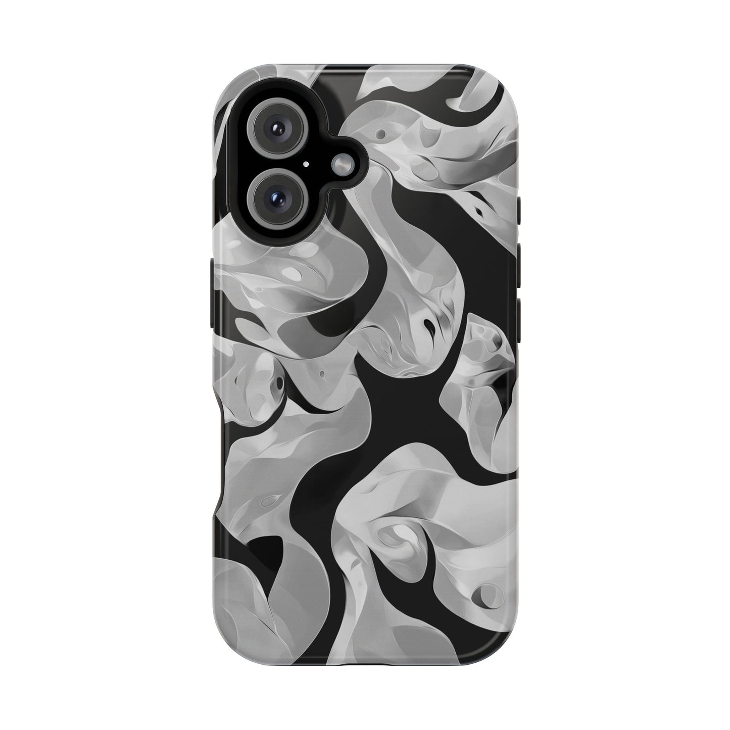 Abstract Monochrome Swirl Phone Case – MagSafe Compatible for iPhone & Samsung Galaxy