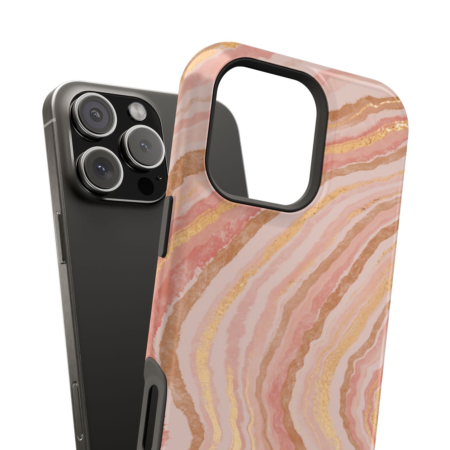 Rose Gold Marble Wave Phone Case – MagSafe Compatible for iPhone & Samsung Galaxy