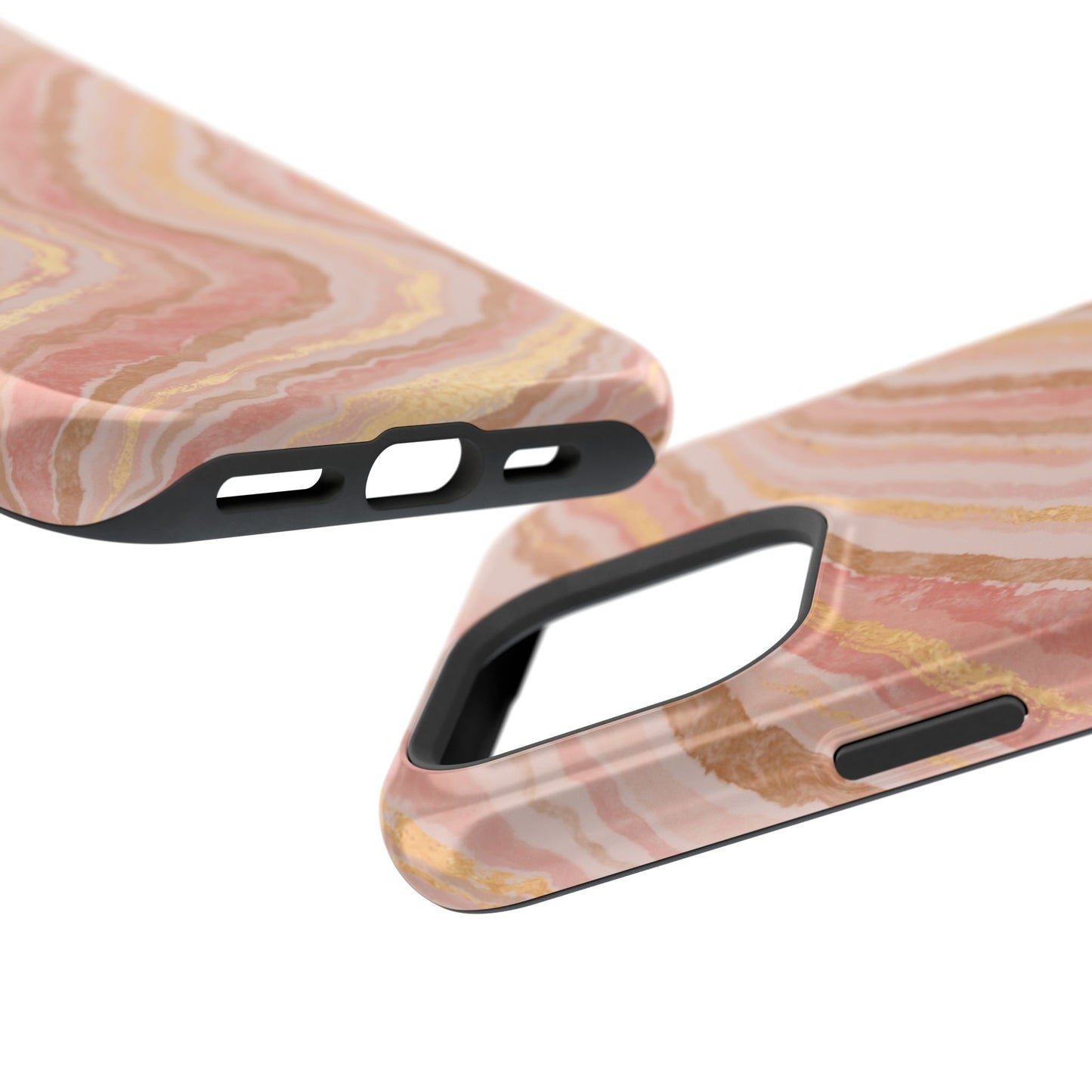 Rose Gold Marble Wave Phone Case – MagSafe Compatible for iPhone & Samsung Galaxy