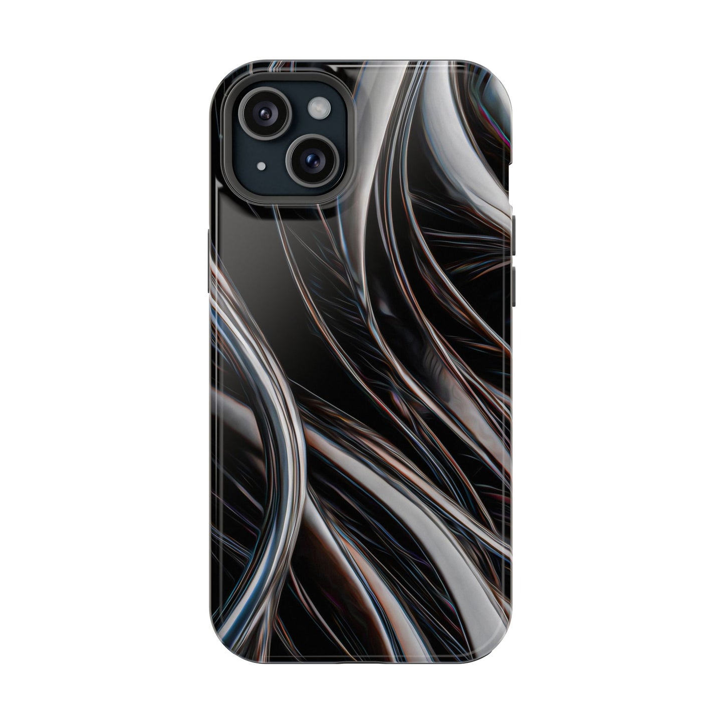 Black Metallic Streaks Phone Case – MagSafe Compatible for iPhone & Samsung Galaxy