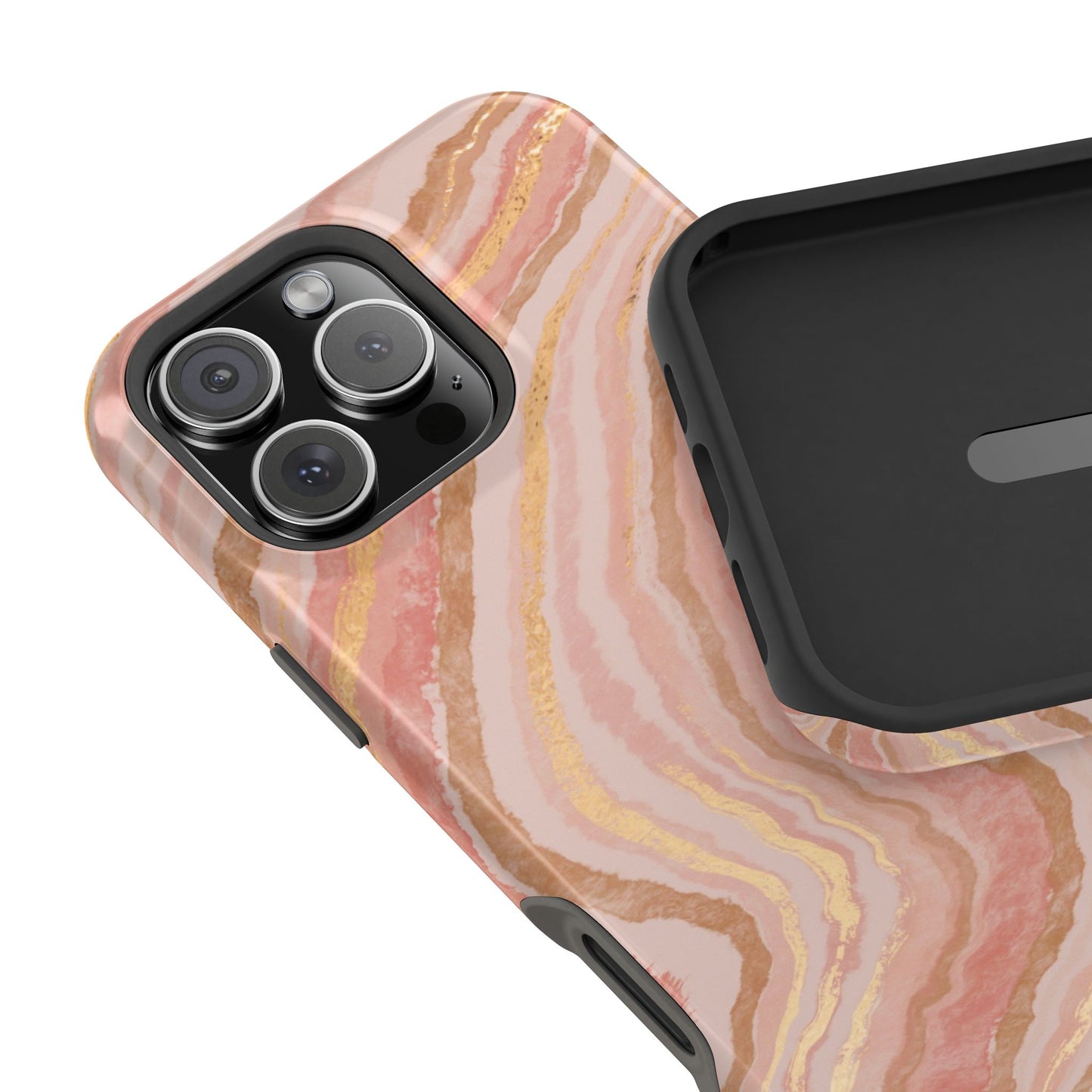 Rose Gold Marble Wave Phone Case – MagSafe Compatible for iPhone & Samsung Galaxy