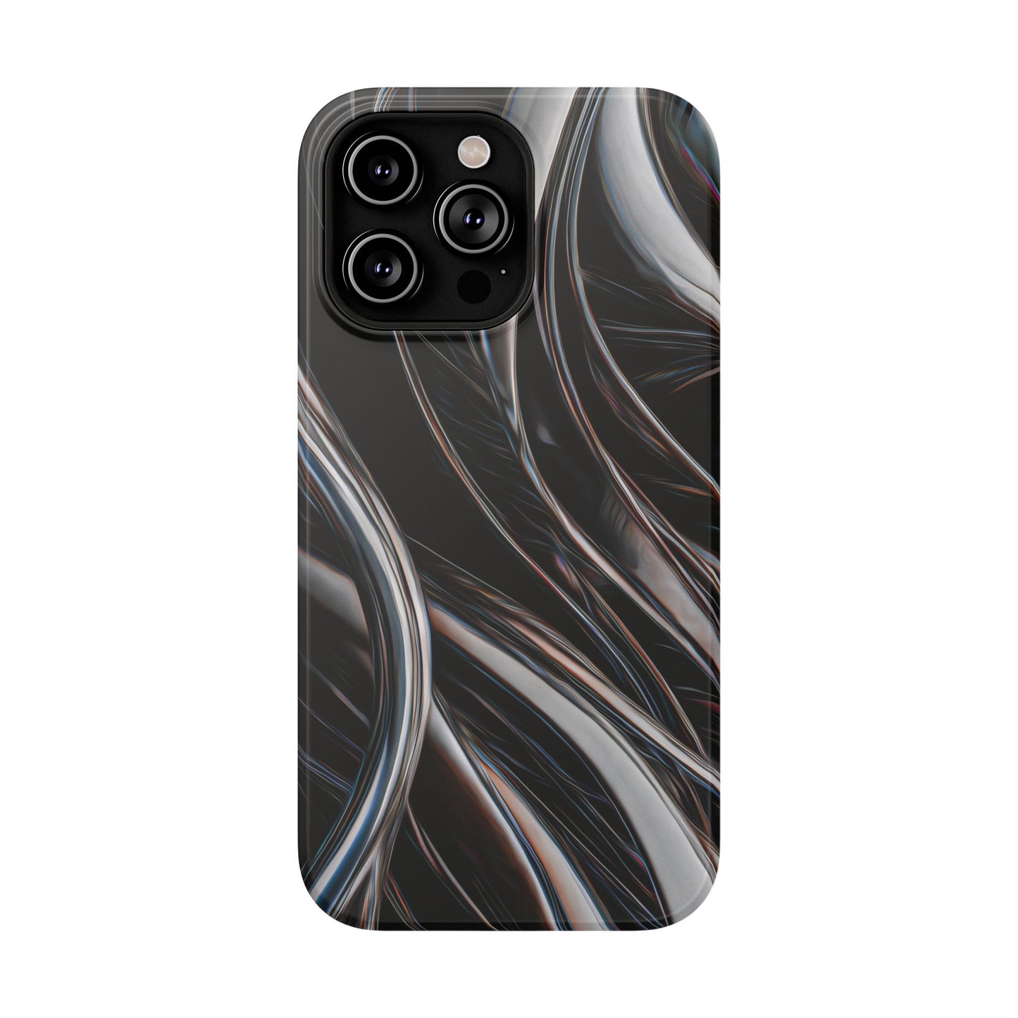 Black Metallic Streaks Phone Case – MagSafe Compatible for iPhone & Samsung Galaxy