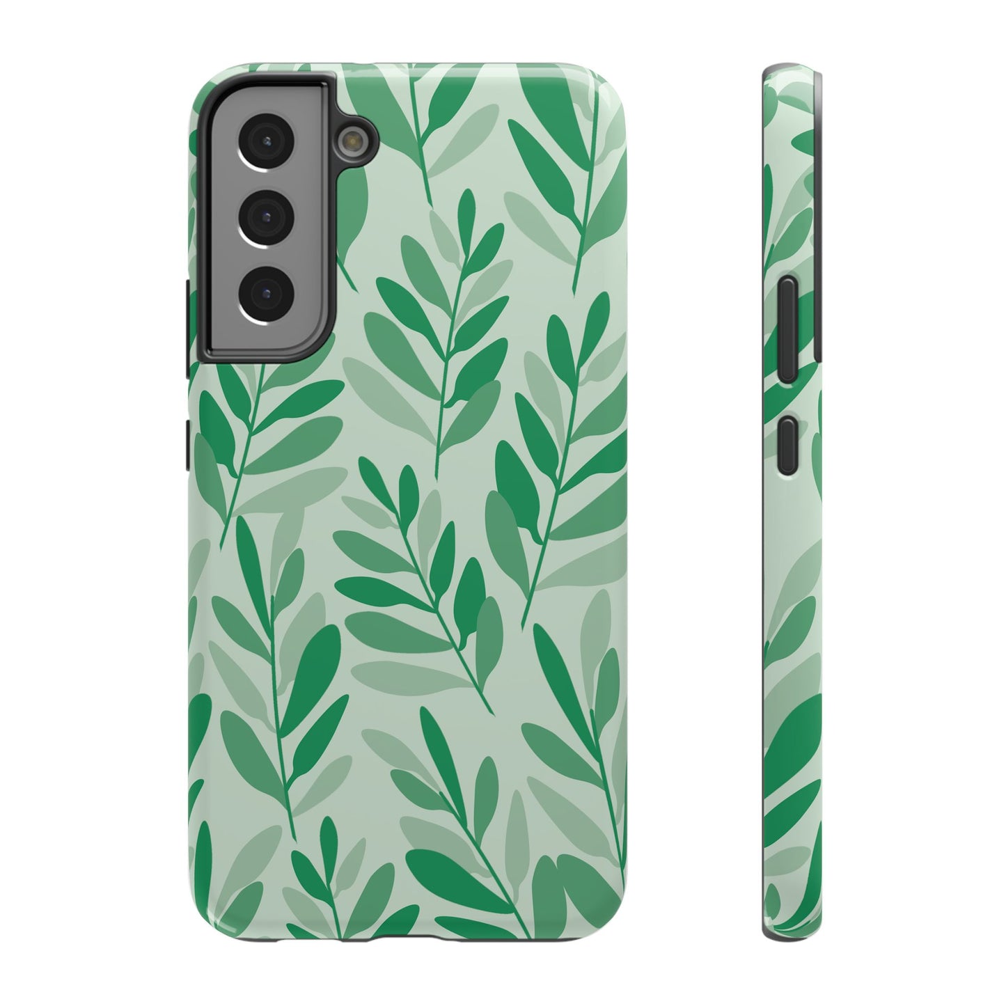 Green Leaf Pattern Phone Case – MagSafe Compatible for iPhone & Samsung Galaxy