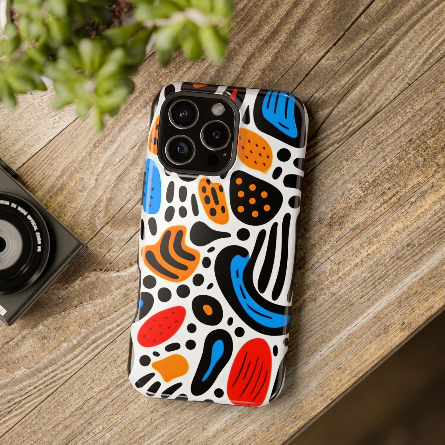 Colorful Abstract Doodle Phone Case – MagSafe Compatible for iPhone & Samsung Galaxy