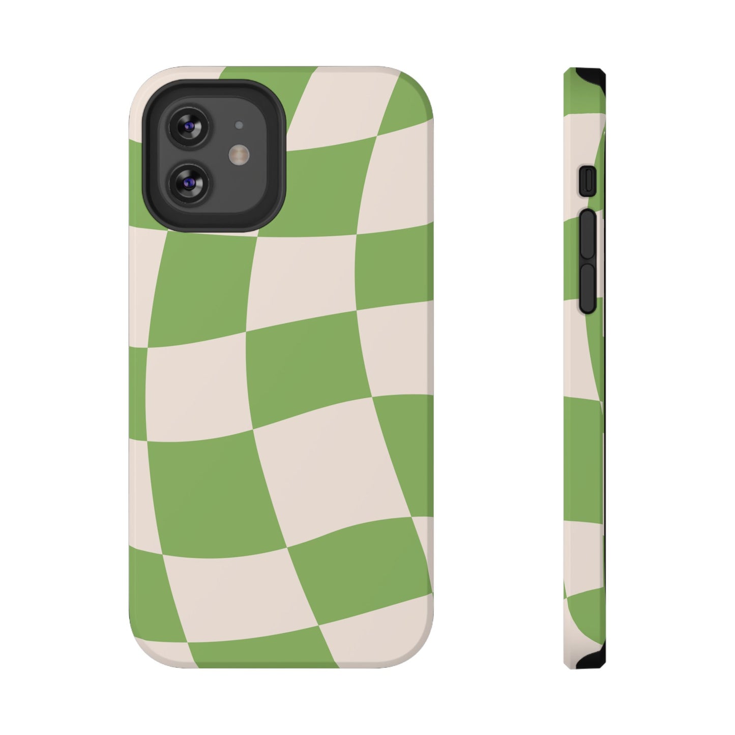 Green Wavy Checkerboard Aesthetic Phone Case – MagSafe Compatible for iPhone & Samsung Galaxy