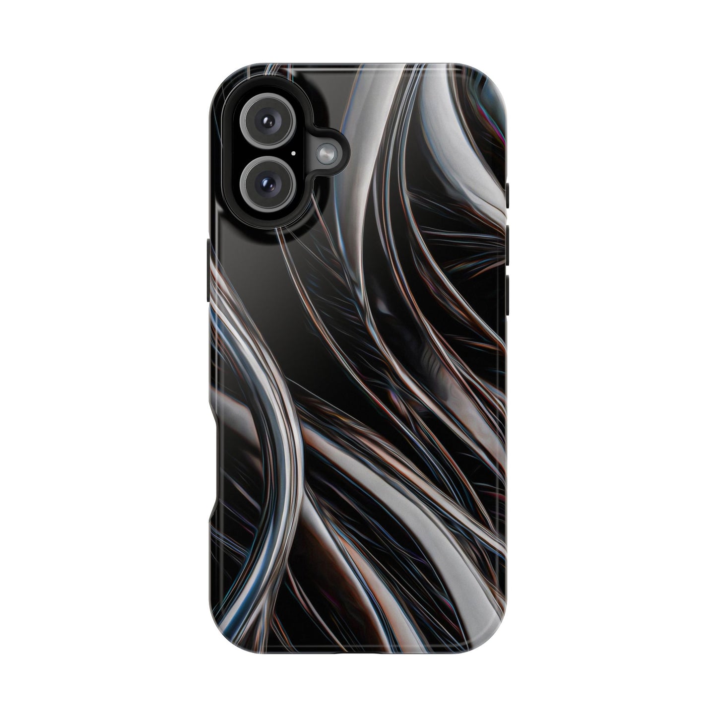 Black Metallic Streaks Phone Case – MagSafe Compatible for iPhone & Samsung Galaxy