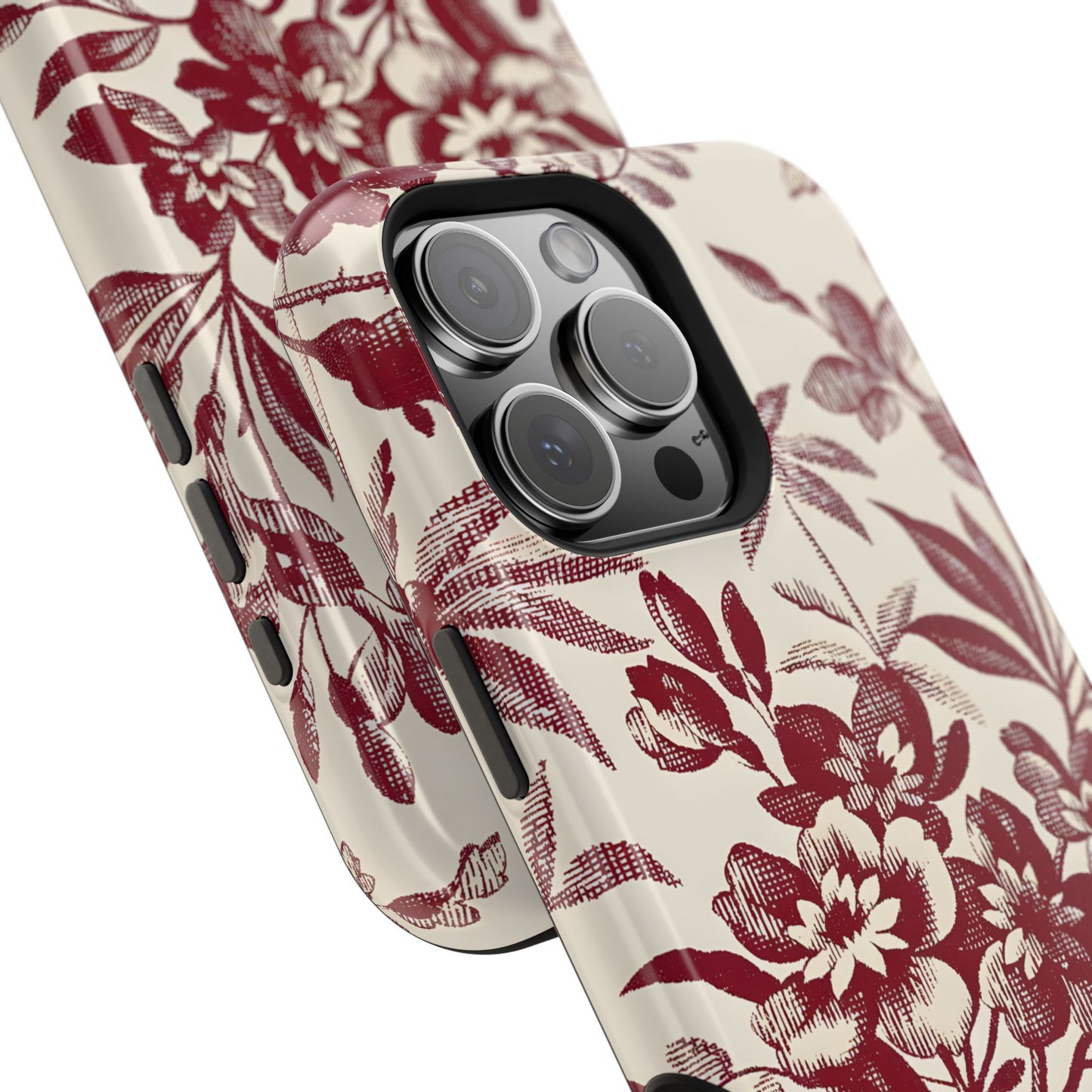 Vintage Maroon Botanical Sketch Phone Case – MagSafe Compatible for iPhone & Samsung Galaxy