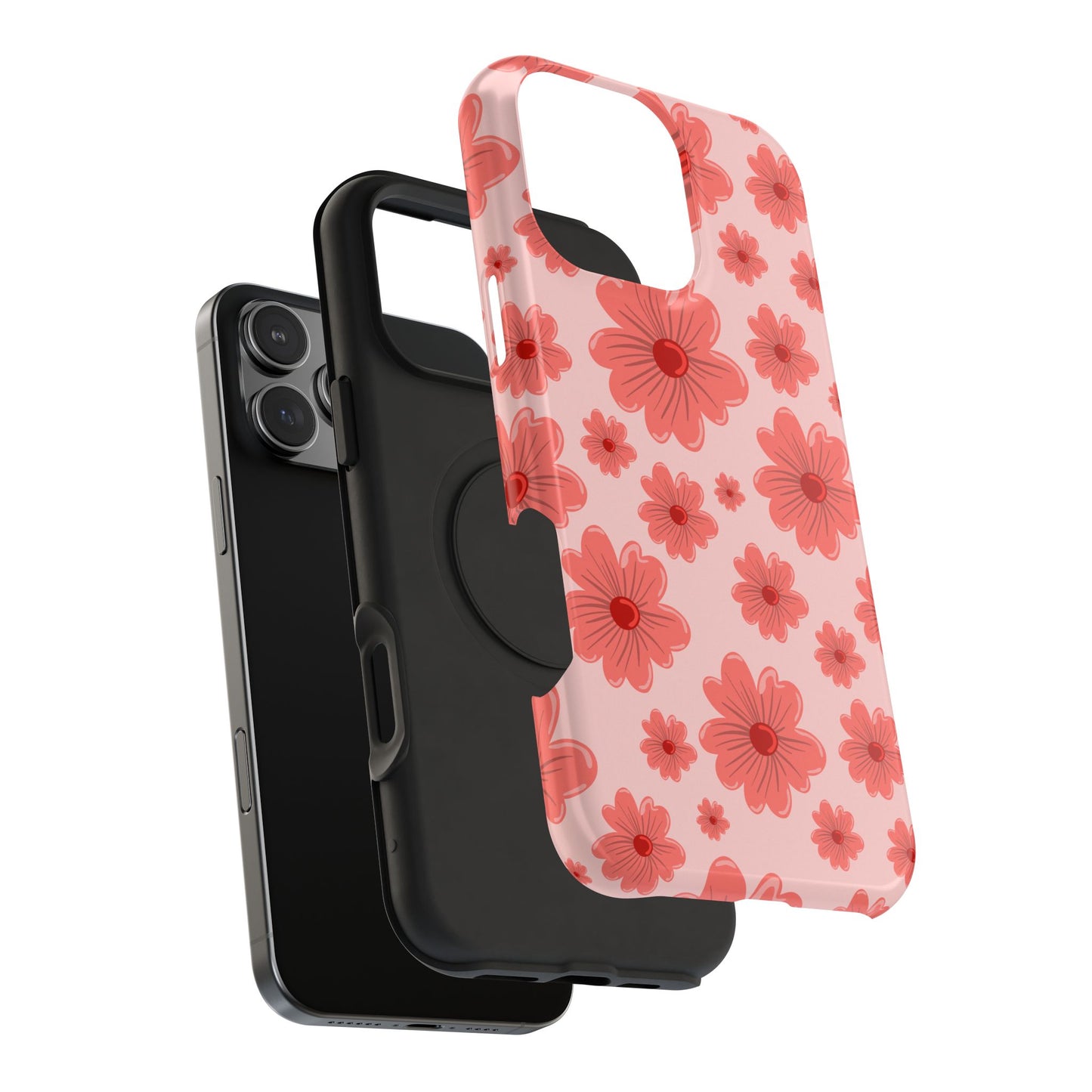 Blush Red Floral Phone Case – MagSafe Compatible for iPhone & Samsung Galaxy
