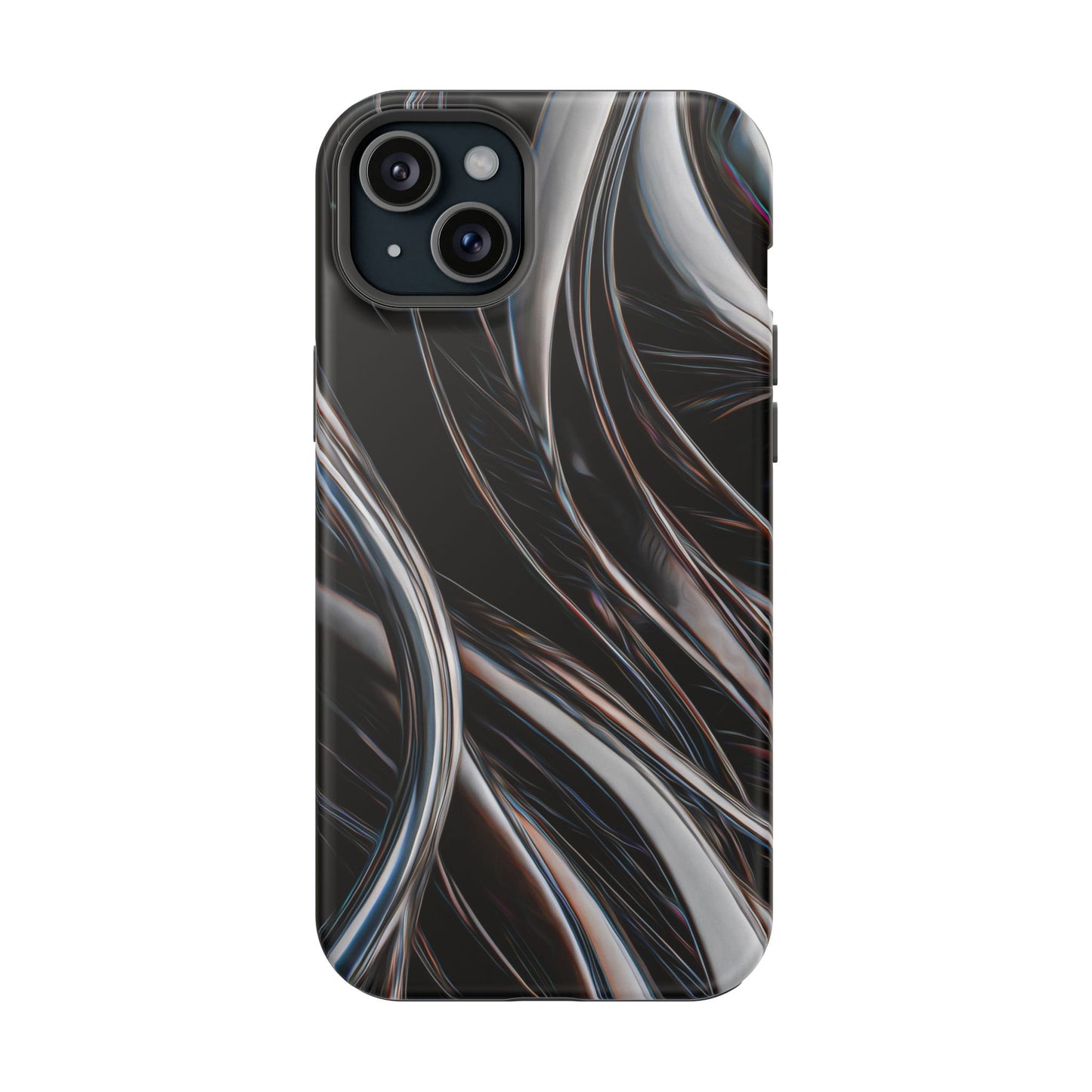 Black Metallic Streaks Phone Case – MagSafe Compatible for iPhone & Samsung Galaxy