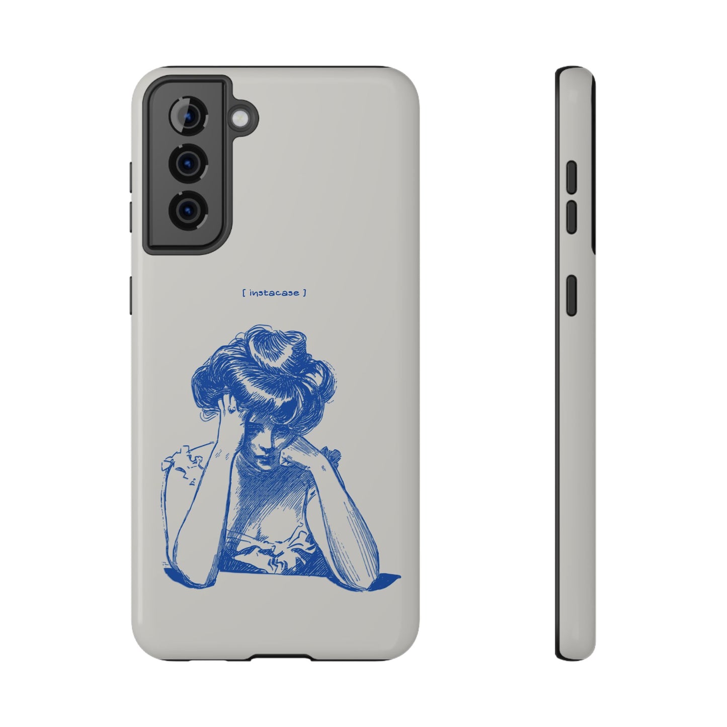 Melancholy Muse Line Art Phone Case – MagSafe Compatible for iPhone & Samsung Galaxy