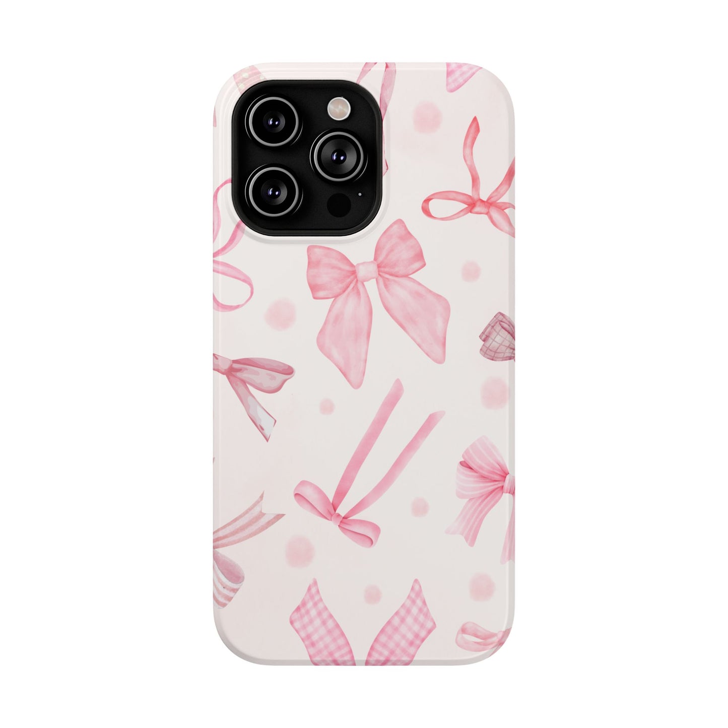 Sweet Pink Bow Coquette Pattern Phone Case – MagSafe Compatible for iPhone & Samsung Galaxy