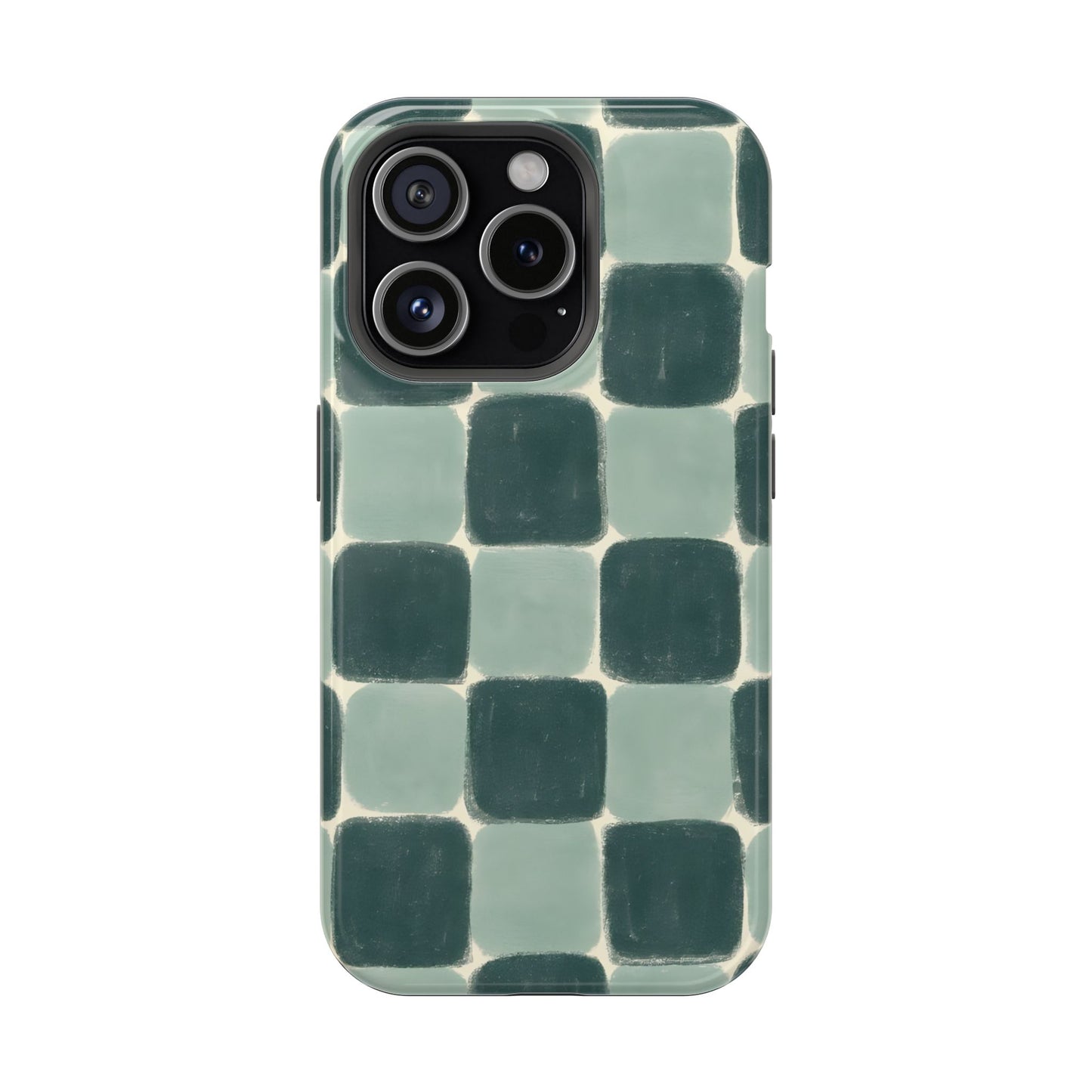 Green Checkerboard Retro Phone Case – MagSafe Compatible for iPhone & Samsung Galaxy