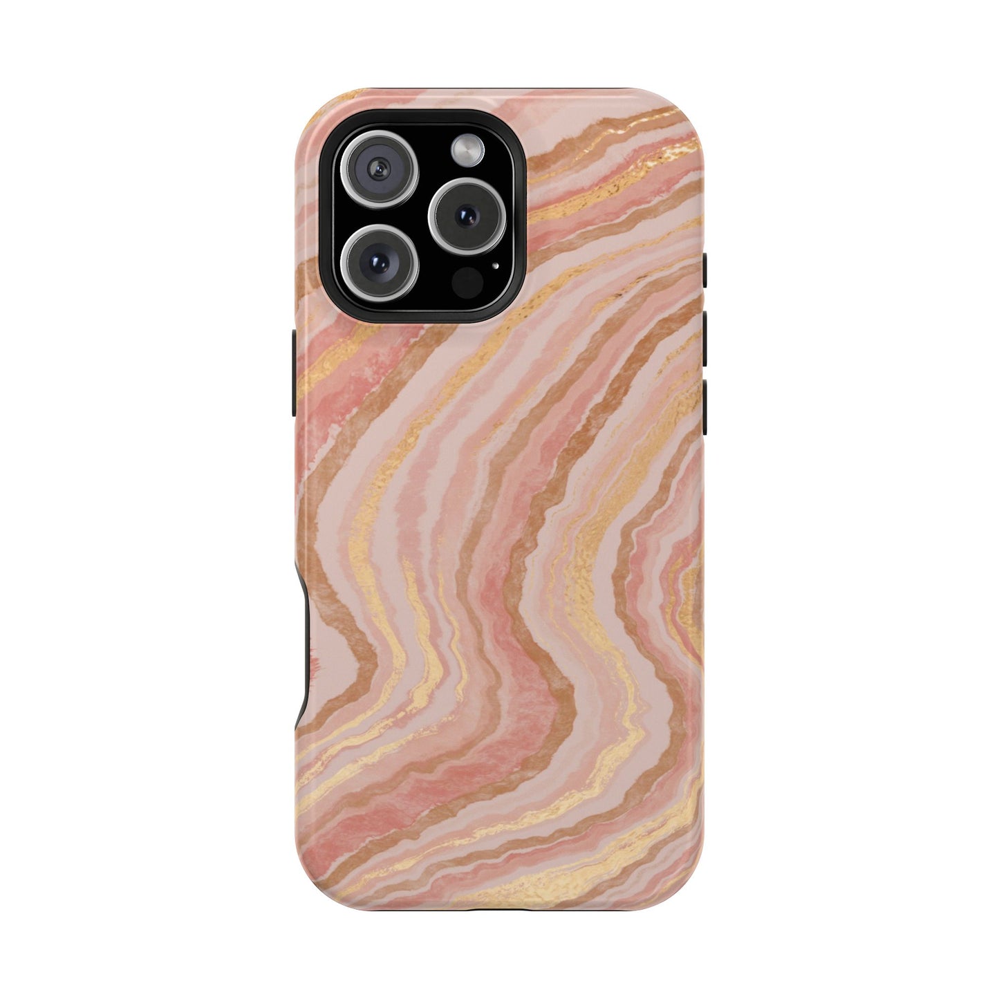 Rose Gold Marble Wave Phone Case – MagSafe Compatible for iPhone & Samsung Galaxy