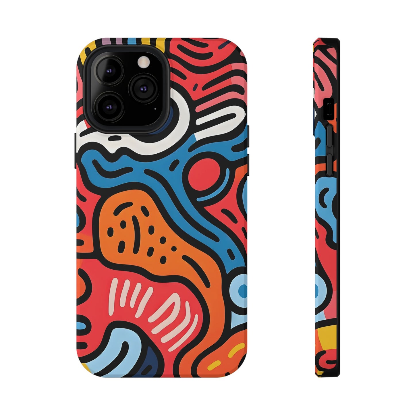 Bold Abstract Doodle Phone Case – MagSafe Compatible for iPhone & Samsung Galaxy